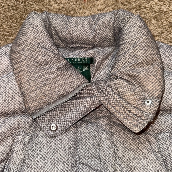 Lauren Ralph Lauren Small Gray warm cozy winter Down long Puffer Parka no hood - Picture 6 of 9